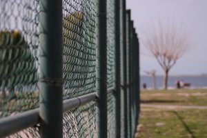 metal chain fence outside prison